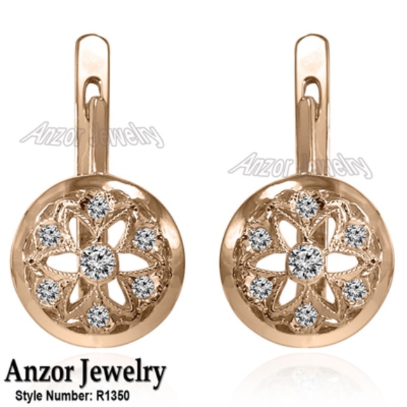 14k Solid Rose Gold Genuine Diamond Earrings